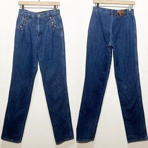 Vintage Rockies Bareback High Rise Tapered Leg Rigid Denim Rivet Western